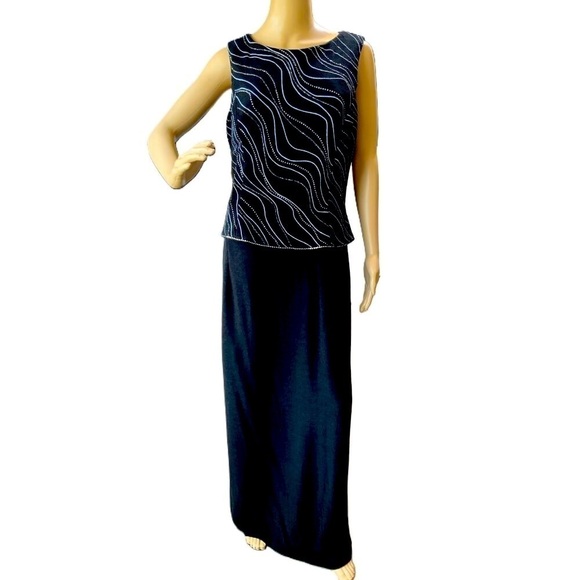 Scott McClintock Black Sleeveless Patterned Top Maxi Dress Size 16 - Picture 1 of 15